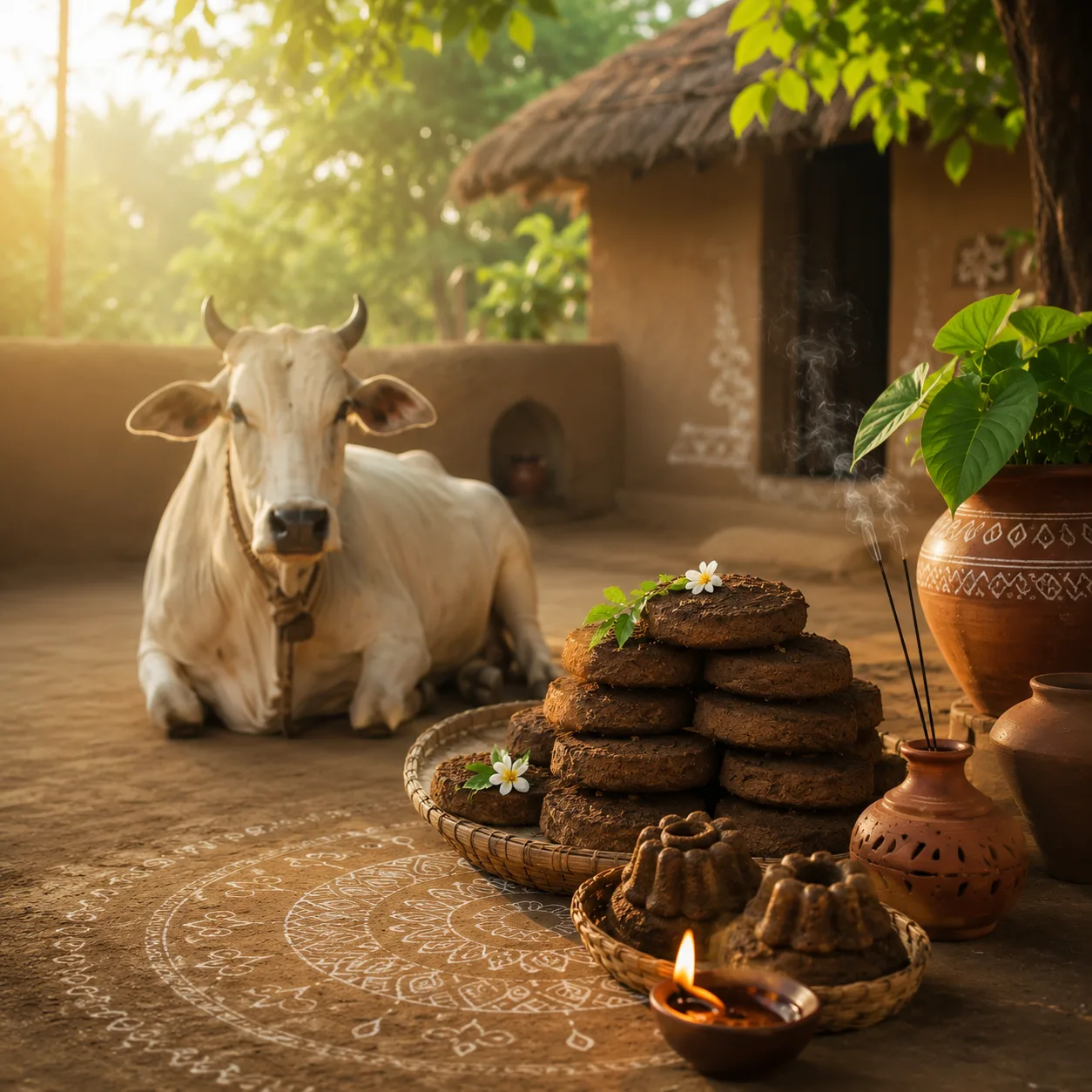 Gomaya, natural cow-dung ingredient used in Panchagavya practice